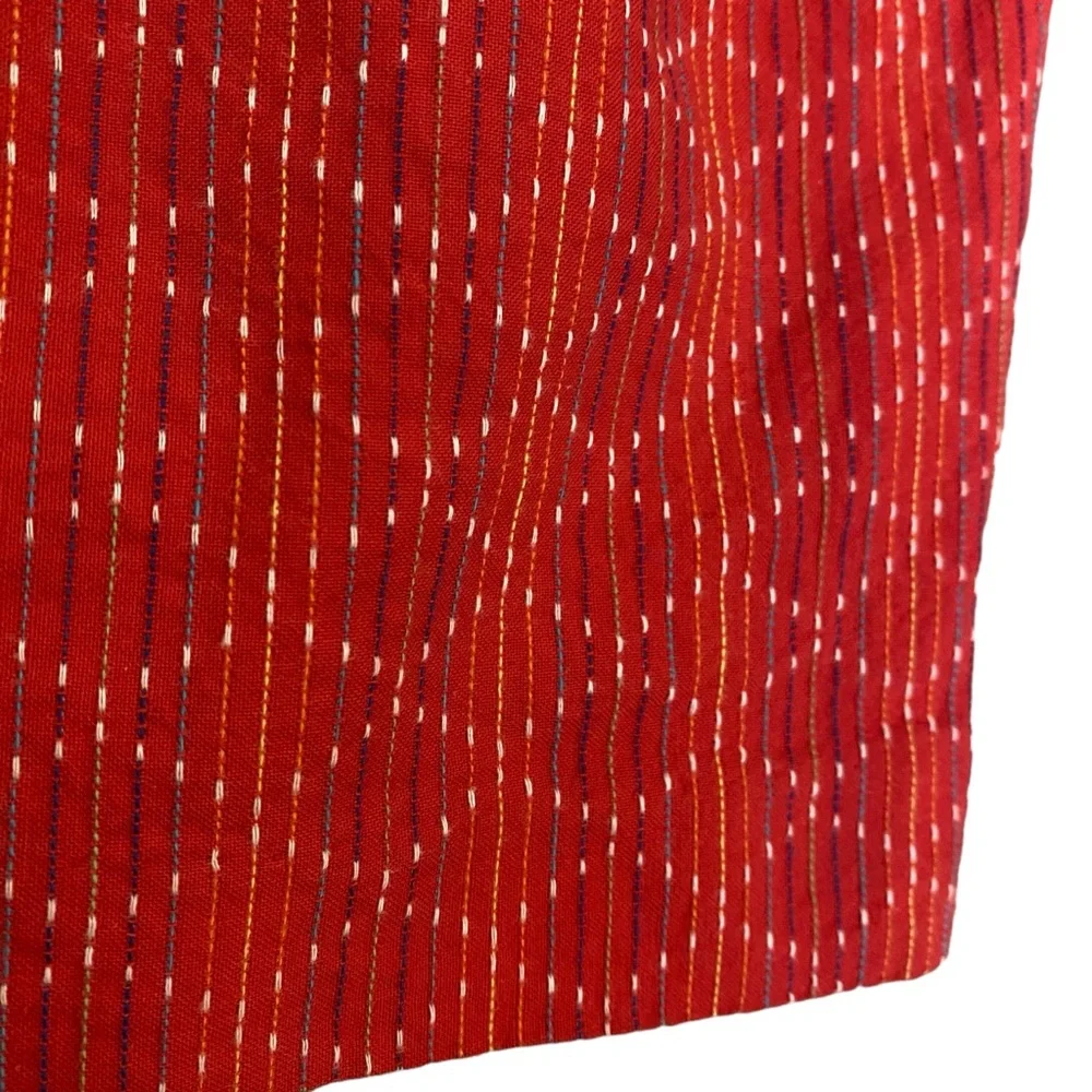Anthropologie Red Textured A-Line Skirt